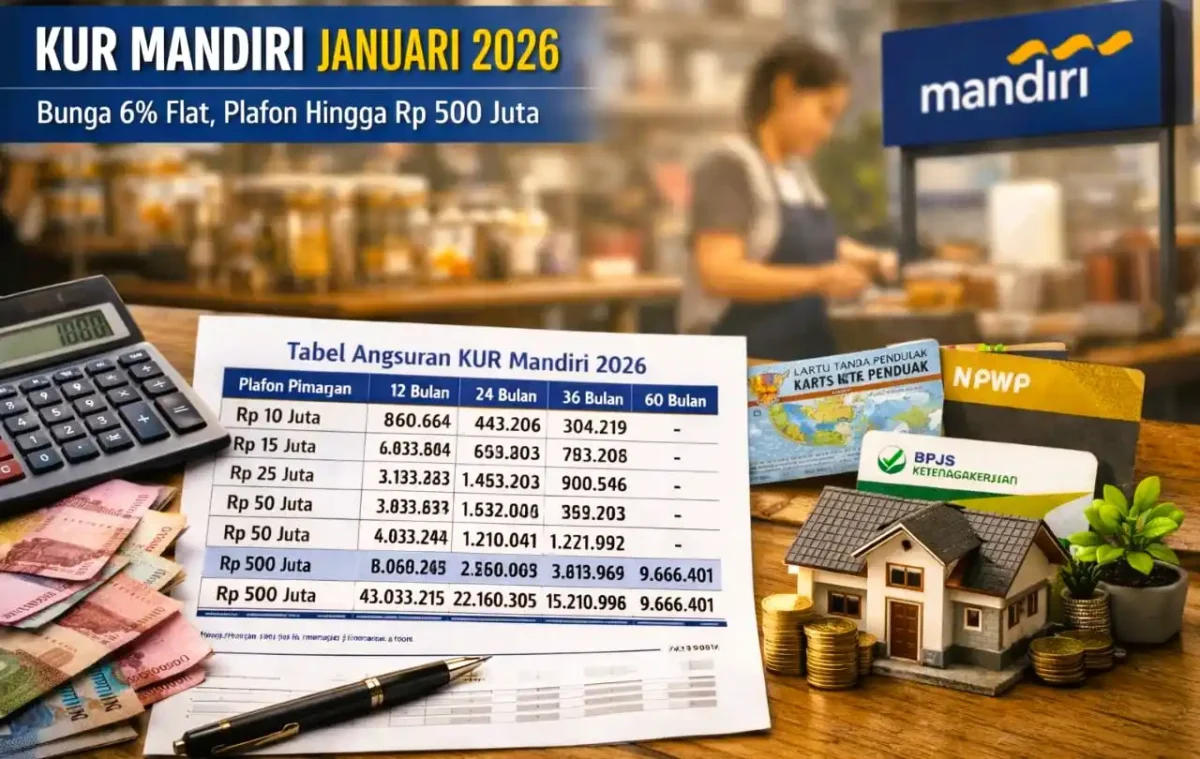 Tabel Angsuran KUR Mandiri 2026 Terbaru, Pinjaman hingga Rp500 Juta. (Foto: IST/okinews)