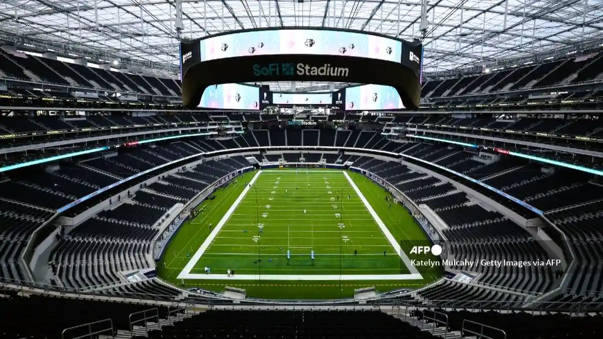 Los Angeles Stadium Siap Jadi Panggung Besar Piala Dunia 2026. (Foto: AFP/GETTY IMAGES NORTH AMERICA/KATELYN MULCAHY/kompas)