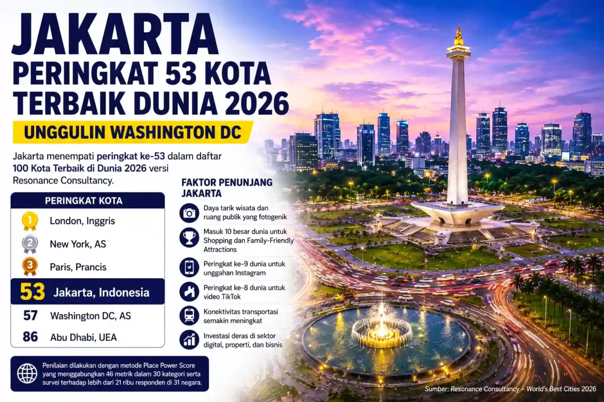 Jakarta Masuk 53 Kota Terbaik Dunia 2026, Kalahkan Washington DC. (Foto: AI)