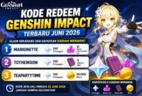 Ilustrasi 3 Kode Redeem Genshin Impact Terbaru Juni 2026. (Foto: AI)