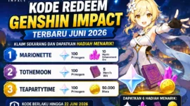 Ilustrasi 3 Kode Redeem Genshin Impact Terbaru Juni 2026. (Foto: AI)