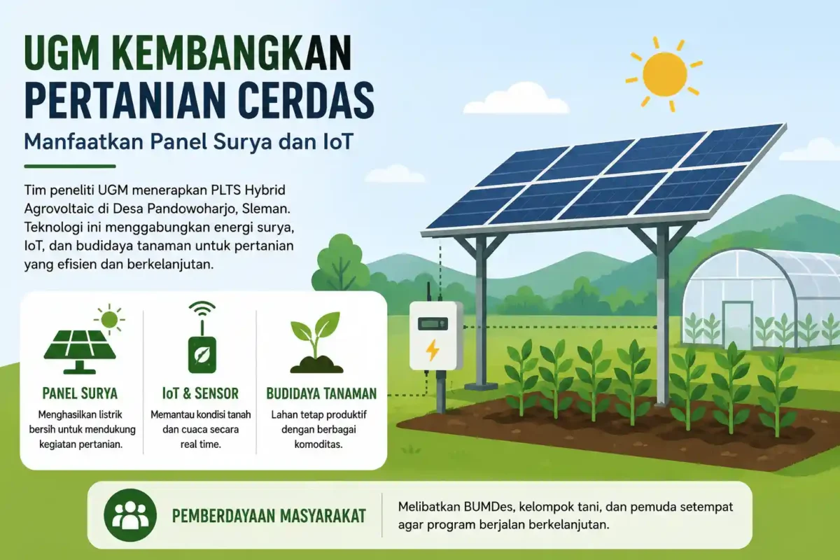 UGM Kembangkan Pertanian Cerdas Berbasis IoT dan Panel Surya. (Foto: AI)