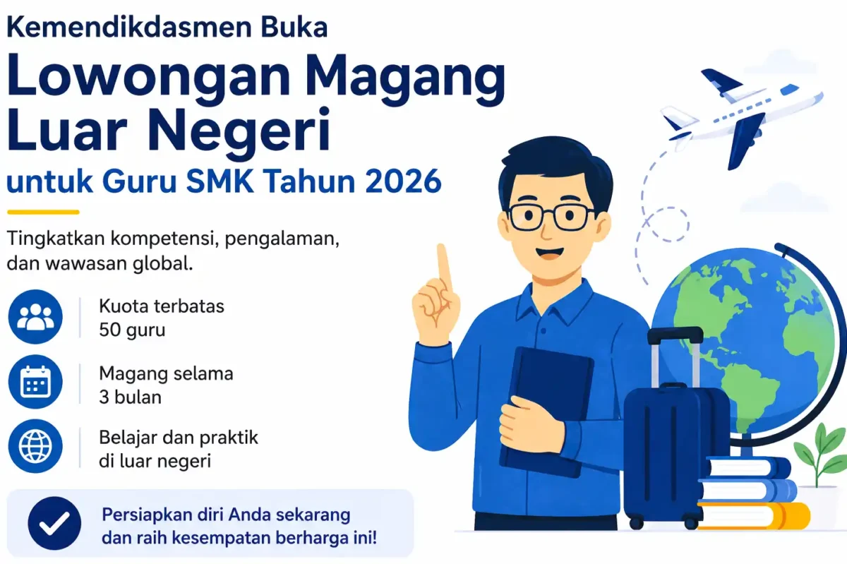 Kesempatan Emas! Kemendikdasmen Buka Lowongan Magang Luar Negeri untuk Guru SMK Tahun 2026. (Foto Ilustrasi: IA)