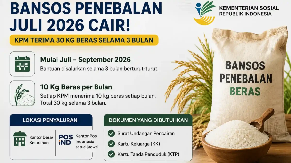 Bansos Penebalan Juli 2026 Segera Cair, KPM Dapat 30 Kg Beras! Simak Jadwal dan Syarat Pengambilannya. (Foto: AI)
