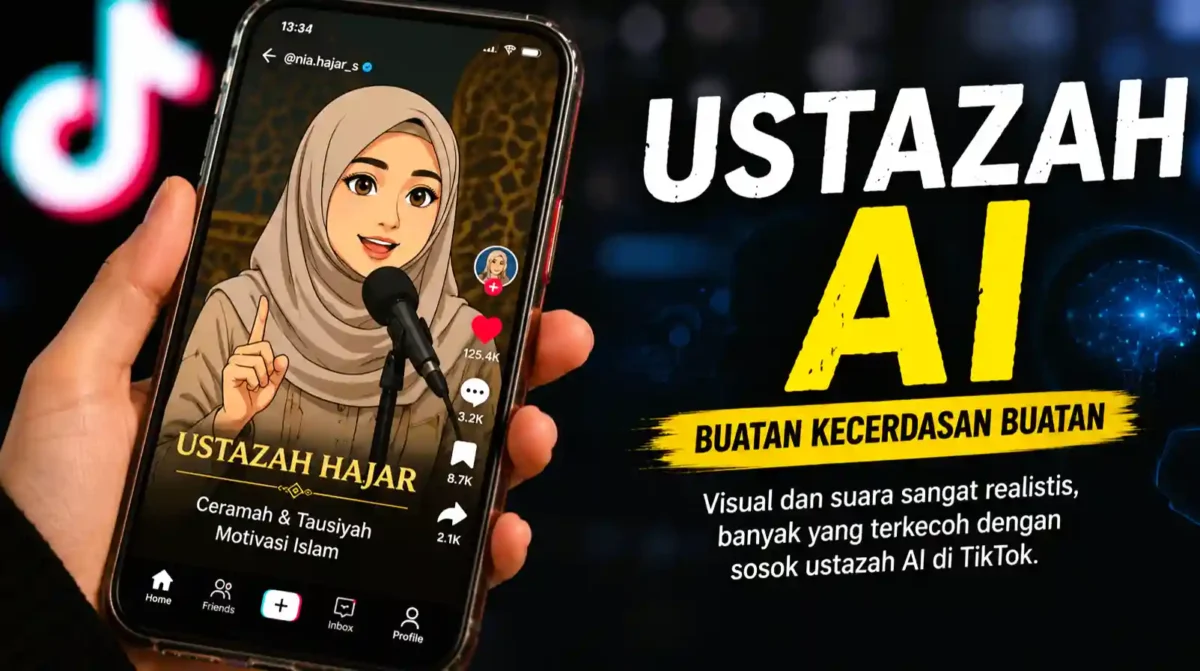 Viral Ustazah AI di TikTok, Pakar Ungkap Ciri-Ciri dan Risiko Konten Tanpa Identitas. (Foto: AI)