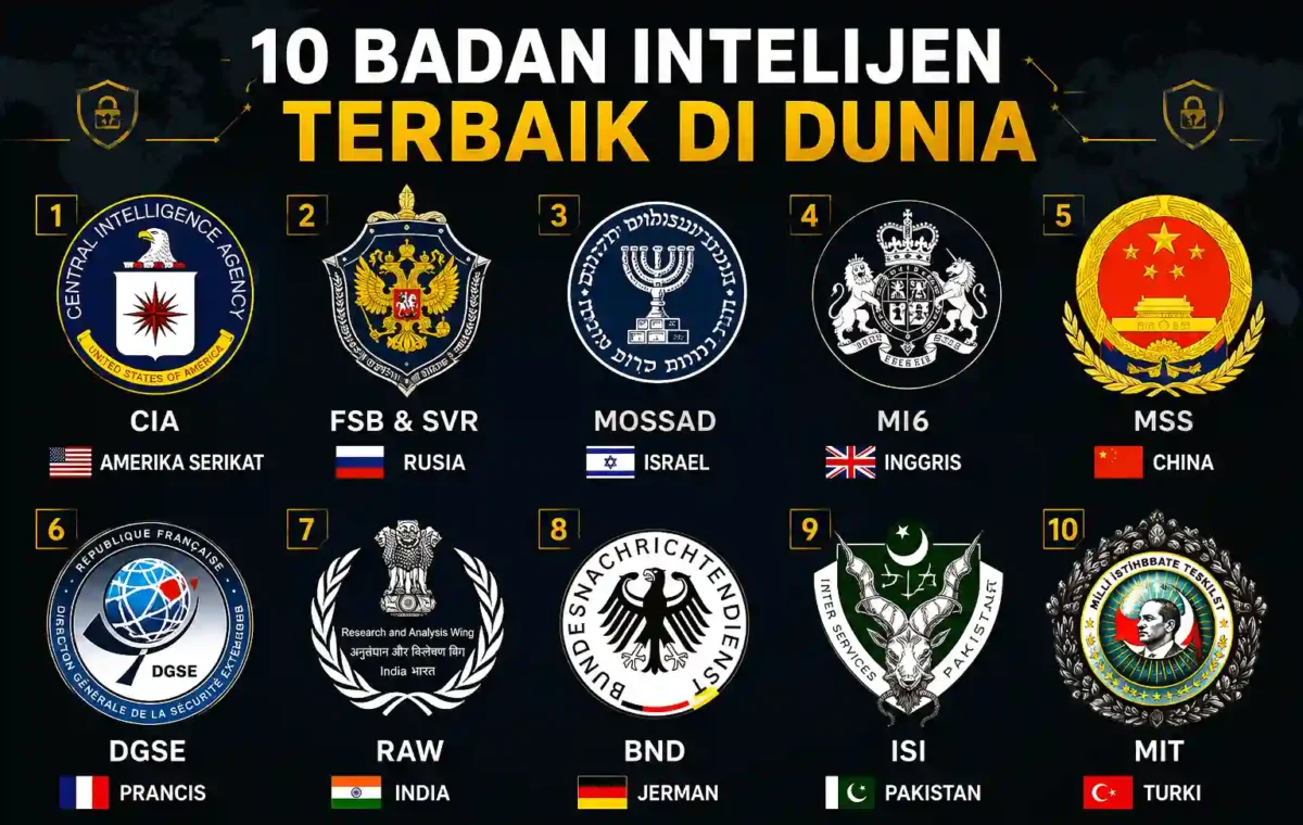 Daftar 10 Badan Intelijen Terbaik di Dunia, Benarkah CIA Masih Jadi Nomor Satu? (Foto: AI)