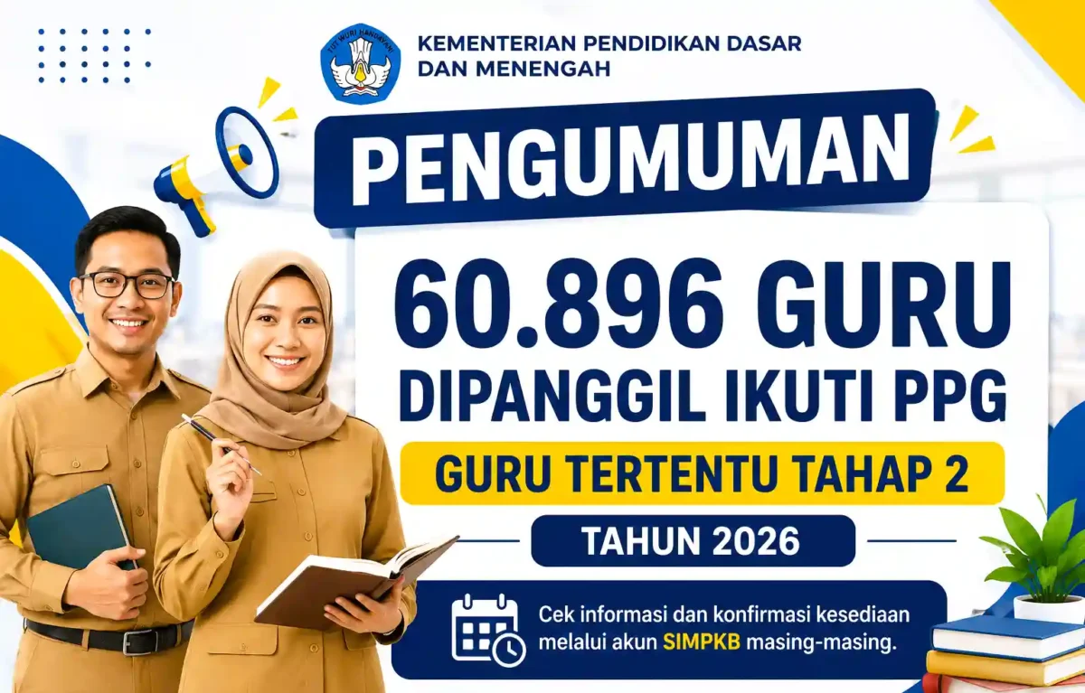 Sudah Cek SIMPKB? Kemendikdasmen Panggil 60.896 Guru Ikut PPG Tahap 2 Tahun 2026. (Foto: AI)