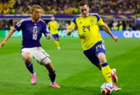 Jepang vs Swedia Piala Dunia 2026: Samurai Biru Ditahan Imbang 1-1 oleh Swedia. (Foto: AFP/ARIC BECKER/kompas)