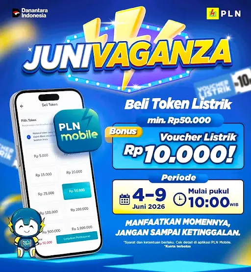 PLN Gelar Promo Bonus Token Listrik Mulai Hari ini Kamis 4 Juni 2026 untuk Pelanggan Prabayar. (Foto: instagram PT PLN/ borneotrend)