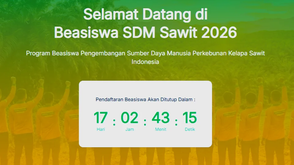 BPDP Resmi Buka Pendaftaran Beasiswa SDM Sawit 2026 Hari Ini. (Foto: sdmperkebunan)