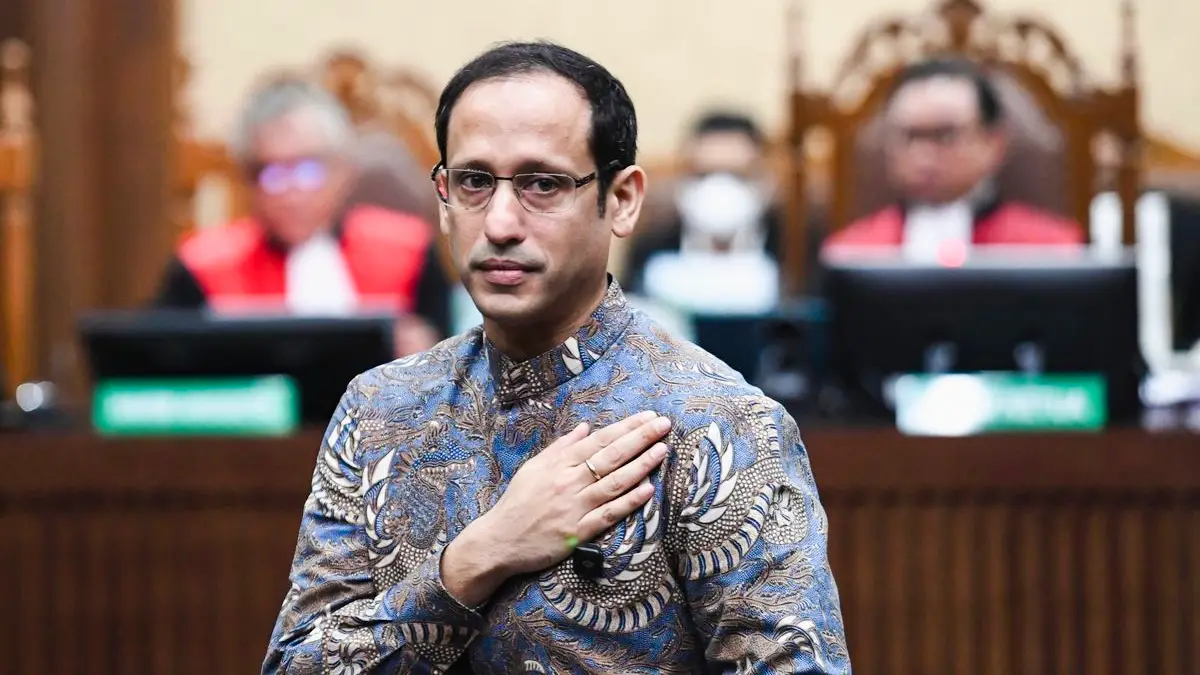 Nadiem Makarim Terbukti Bersalah, Hakim Jatuhkan Vonis 10 Tahun dalam Kasus Chromebook. (Foto: ANTARA FOTO/M Risyal Hidayat/hma/nym/Kompas)