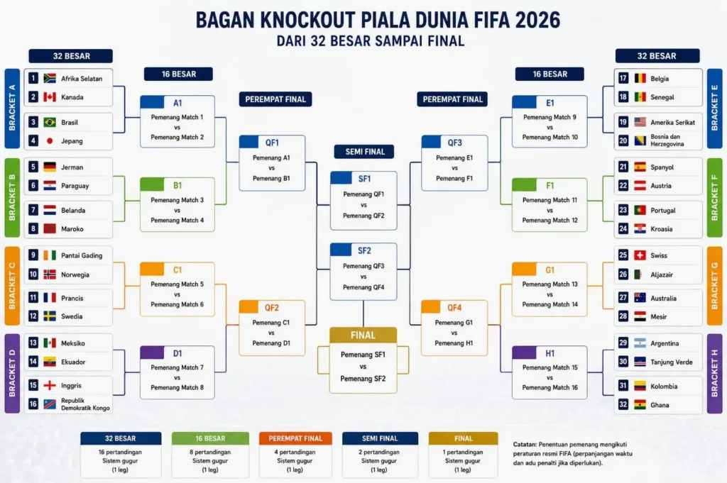Bagan fase knockout (gugur) Piala Dunia 2026