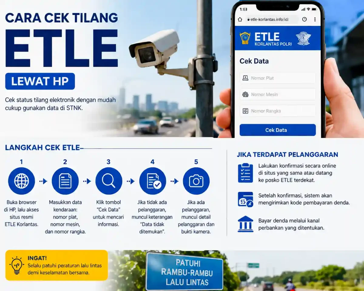 Kena Tilang ETLE atau Tidak? Begini Cara Mudah Cek Status Kendaraan Lewat HP. (Foto: AI)