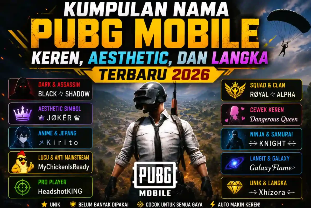 Kumpulan Nama PUBG Mobile Keren, Aesthetic, dan Langka Terbaru 2026. (Foto: AI)