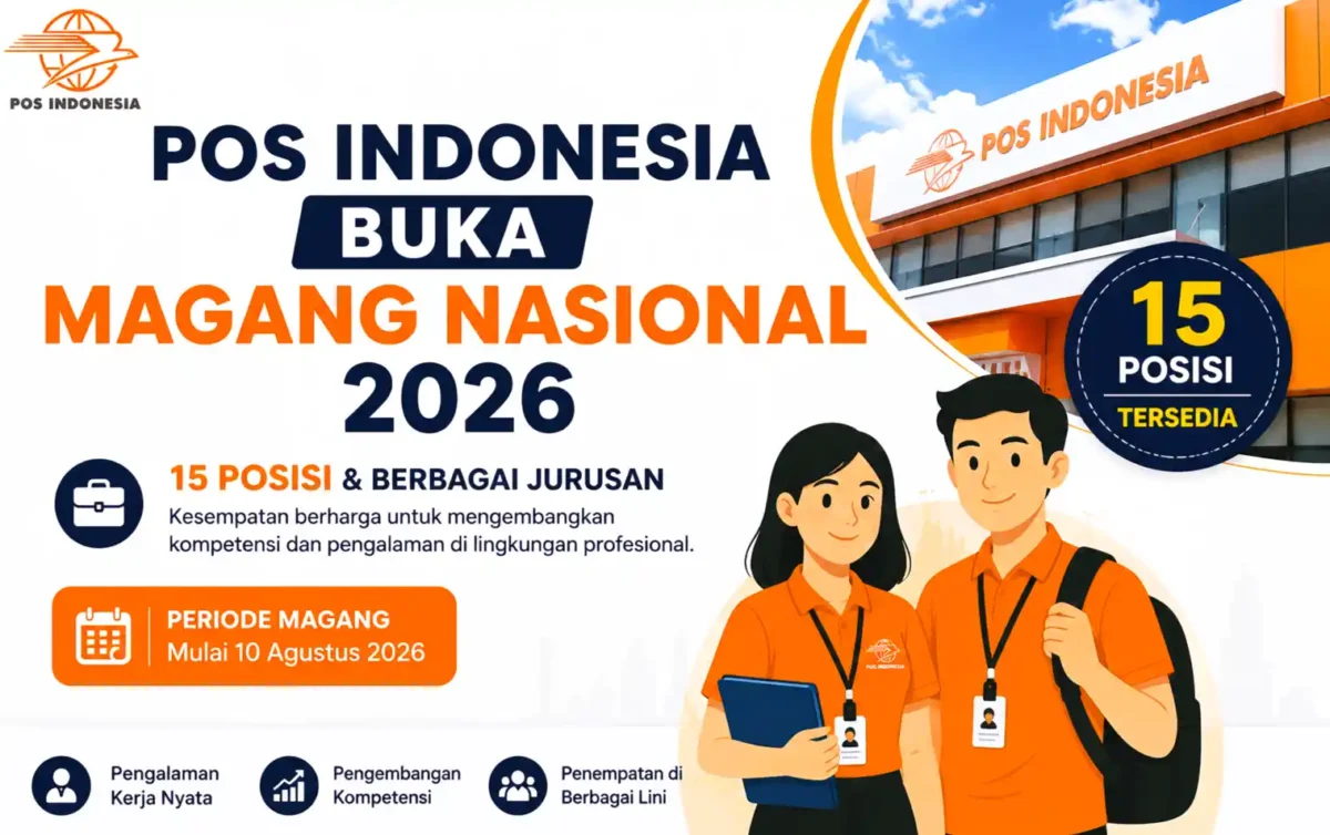 Pos Indonesia Buka Magang Nasional 2026, Ini 15 Posisi dan Jurusan yang Dibutuhkan. (Foto: AI)