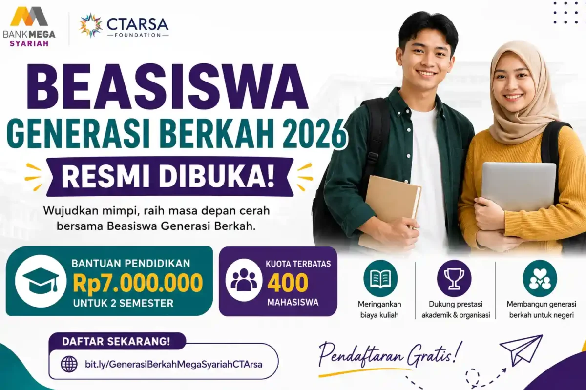 Beasiswa Generasi Berkah 2026 Resmi Dibuka, Mahasiswa Berpeluang Dapat Bantuan Rp7 Juta. (Foto: AI)