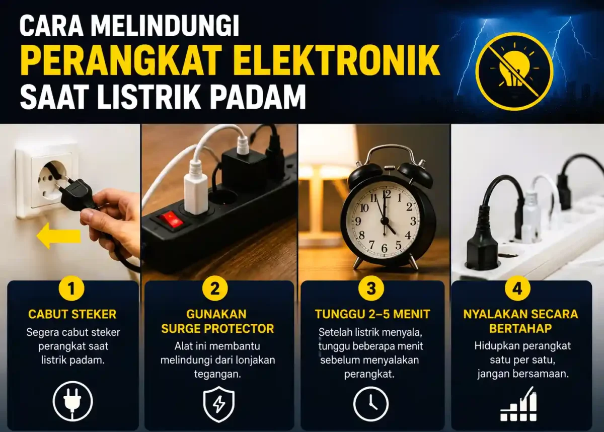 Listrik Sering Padam? Ini Cara Melindungi Perangkat Elektronikmu agar Tidak Cepat Rusak. (Foto: AI)