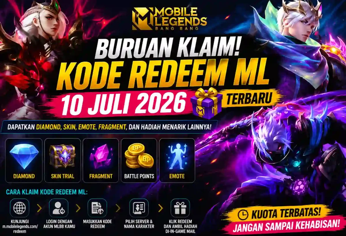 Buruan Klaim! Kode Redeem ML 10 Juli 2026 Terbaru, Dapat Diamond, Skin, dan Emote Gratis. (Foto: dok Mobile Legends/detik)