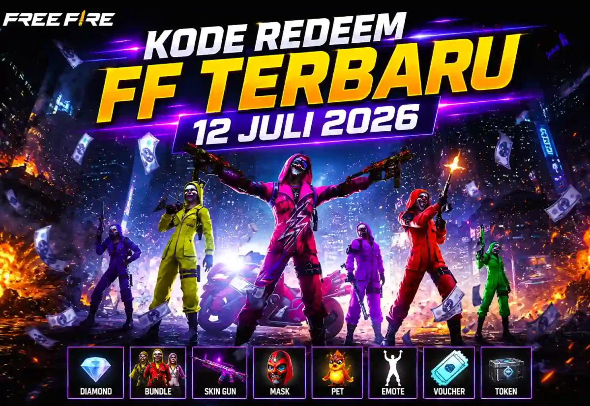 Kode Redeem FF Terbaru 12 Juli 2026, Buruan Klaim Diamond, Bundle, dan Skin Gratis. (Foto: Garena/akurat)