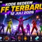 Kode Redeem FF Terbaru 12 Juli 2026, Buruan Klaim Diamond, Bundle, dan Skin Gratis. (Foto: Garena/akurat)