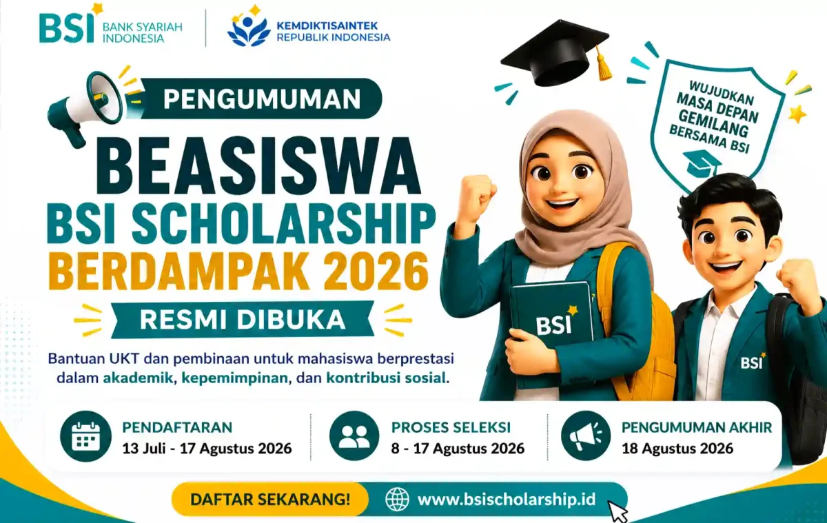 Beasiswa BSI Scholarship Berdampak 2026 Resmi Dibuka. (Foto: AI)