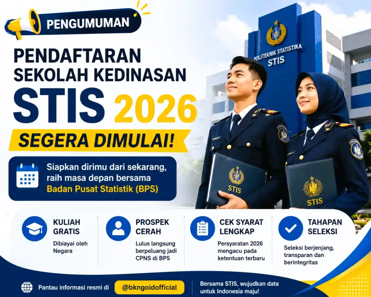 Pendaftaran Sekolah Kedinasan STIS 2026 Segera Dimulai, Cek Syarat dan Tahapan Seleksi. (Foto: AI)