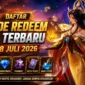 Daftar Kode Redeem ML Terbaru 28 Juli 2026, Ada Skin dan Diamond Gratis. (Foto: mobilelegends)