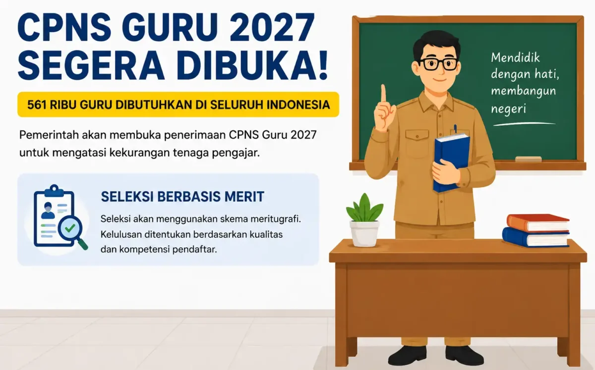 CPNS Guru 2027 Segera Dibuka, Pemerintah Siapkan Rekrutmen untuk Atasi Kekurangan 561 Ribu Guru. (Foto: AI)