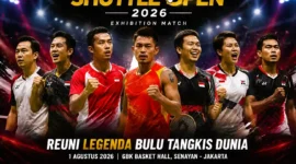 Reuni Legenda Bulu Tangkis Dunia, Lin Dan dan Taufik Hidayat Kembali Satu Arena di Jakarta pada Shuttle Open 2026. (Foto: AI)