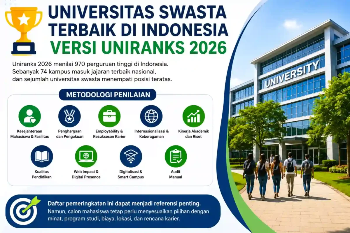 20 Universitas Swasta Terbaik di Indonesia 2026. (Foto: AI)