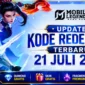 Update Kode Redeem ML Terbaru 21 Juli 2026, Buruan Klaim Skin dan Premium Fragment Gratis. (Foto: mobilelegends)