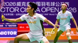 Hasil China Open 2026: Fajar/Fikri Lolos ke 16 Besar Usai Singkirkan Wakil Tuan Rumah. (Foto: X/@INABadminton/okezone)