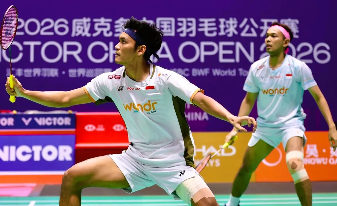 Hasil China Open 2026: Fajar/Fikri Lolos ke 16 Besar Usai Singkirkan Wakil Tuan Rumah. (Foto: X/@INABadminton/okezone)