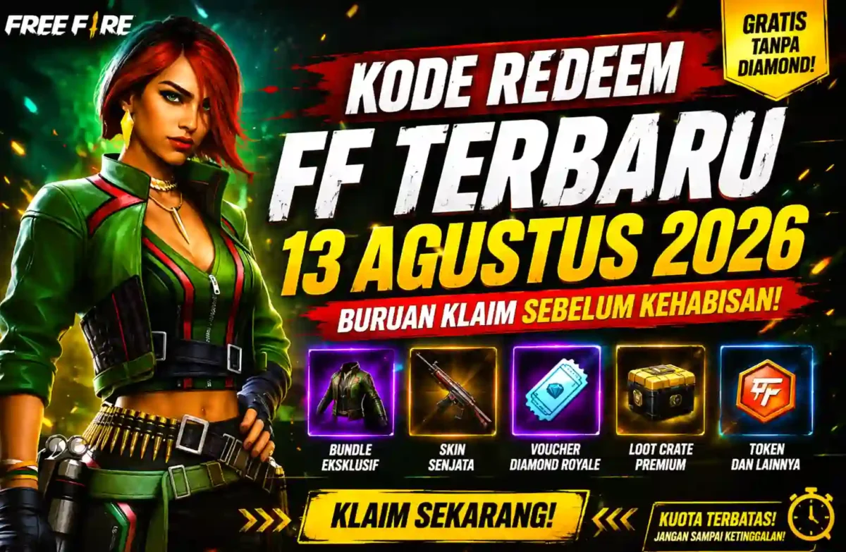Kode Redeem Free Fire 13 Agustus 2026, Hadiah Gratis Siap Diburu. (Foto: ff.garena)