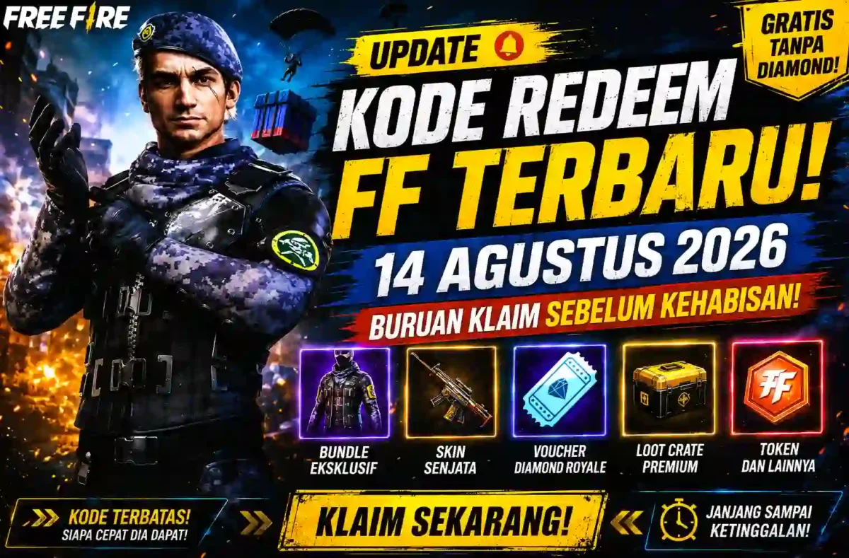Kode Redeem FF Terbaru 14 Agustus 2026, Buruan Klaim Sebelum Kehabisan. (Foto: ff.garena)