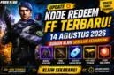 Kode Redeem FF Terbaru 14 Agustus 2026, Buruan Klaim Sebelum Kehabisan. (Foto: ff.garena)