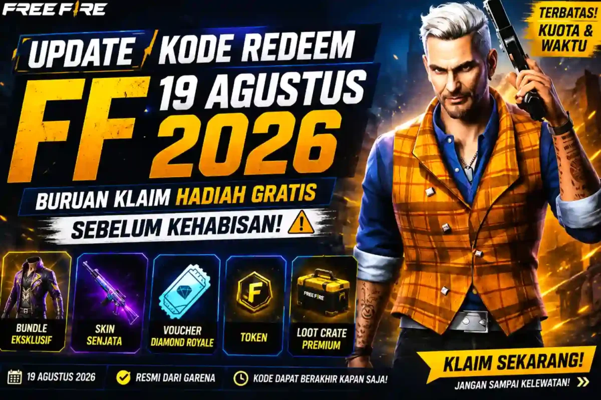 Update Kode Redeem FF 19 Agustus 2026, Buruan Klaim Hadiah Gratis Sebelum Kehabisan. (Foto: ff.garena)