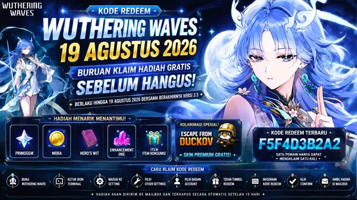 Kode Redeem Wuthering Waves 19 Agustus 2026, Buruan Klaim Hadiah Gratis Sebelum Hangus. (Foto: wutheringwaves.kurogames-ads)