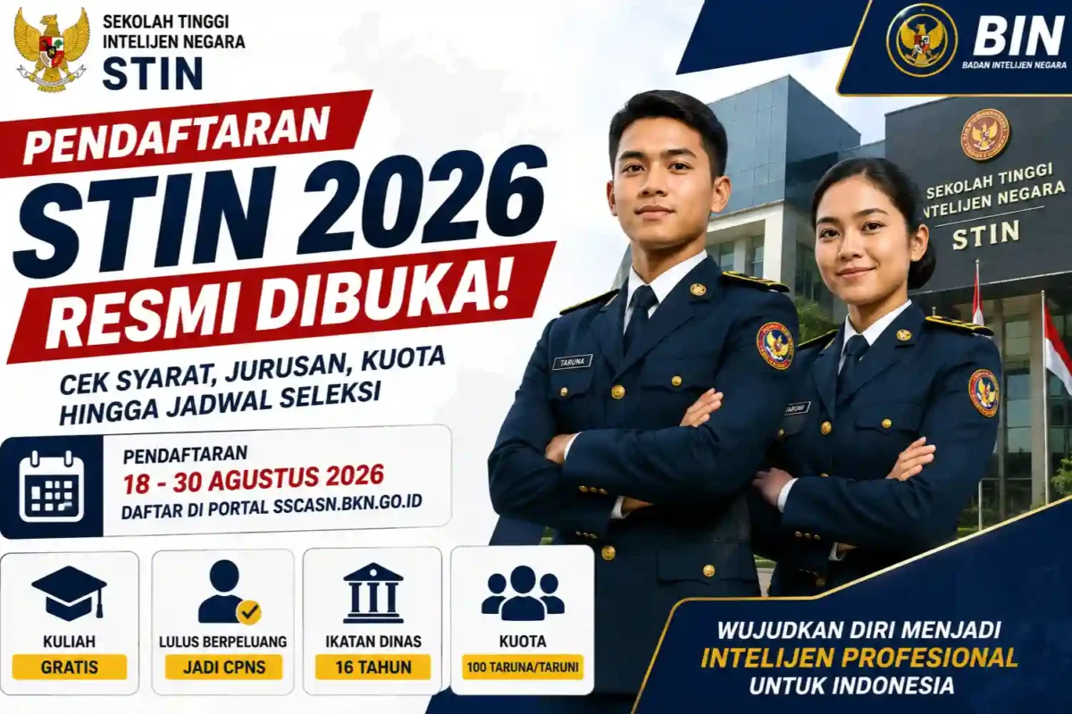 Pendaftaran STIN 2026 Resmi Dibuka, Cek Syarat, Jurusan, Kuota hingga Jadwal Seleksi. (Foto: AI)