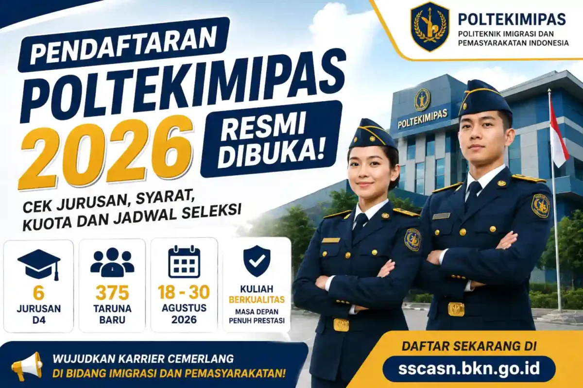 Pendaftaran Poltekimipas 2026 Resmi Dibuka, Cek Jurusan, Syarat, Kuota dan Jadwal Seleksi. (Foto: AI)