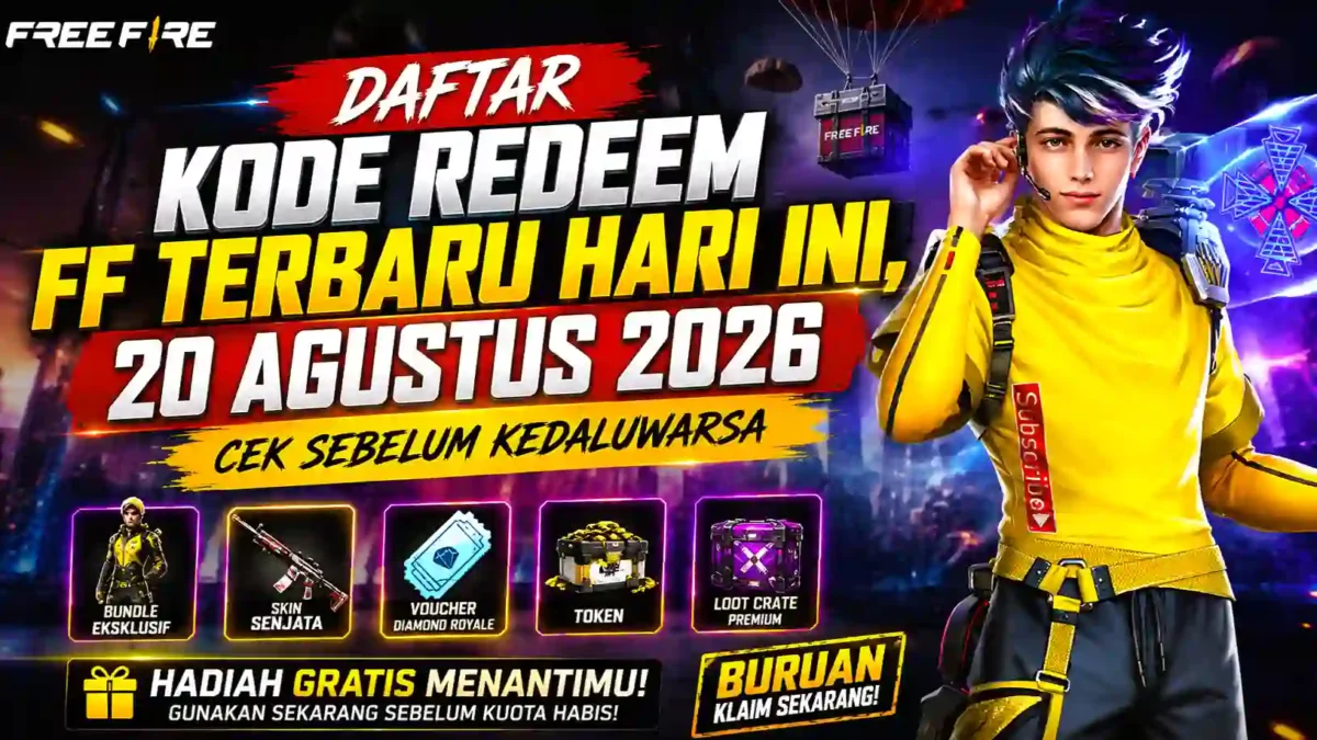 Daftar Kode Redeem FF Terbaru Hari Ini, 20 Agustus 2026, Cek Sebelum Kedaluwarsa. (Foto: ff.garena)