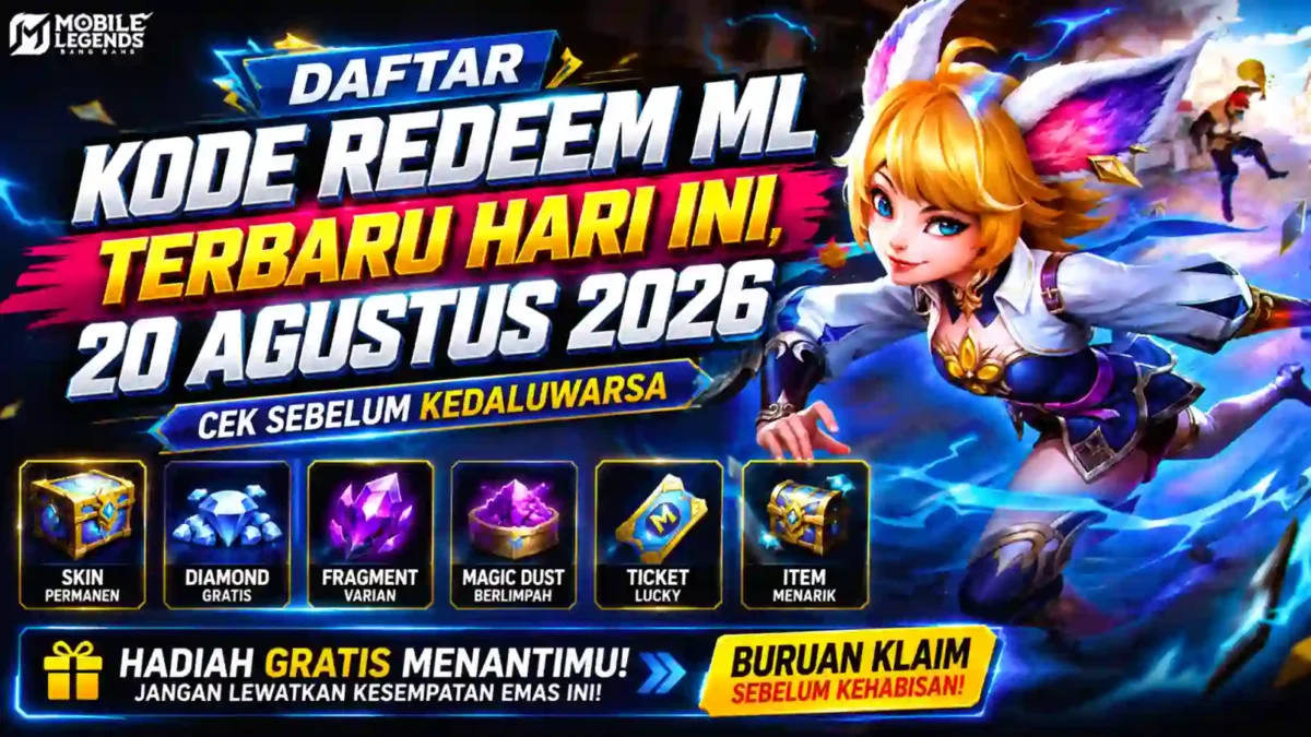 Daftar Kode Redeem ML Terbaru Hari Ini, 20 Agustus 2026, Cek Hadiah Gratis Sebelum Kedaluwarsa. (Foto: mobilelegends)