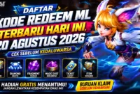 Daftar Kode Redeem ML Terbaru Hari Ini, 20 Agustus 2026, Cek Hadiah Gratis Sebelum Kedaluwarsa. (Foto: mobilelegends)