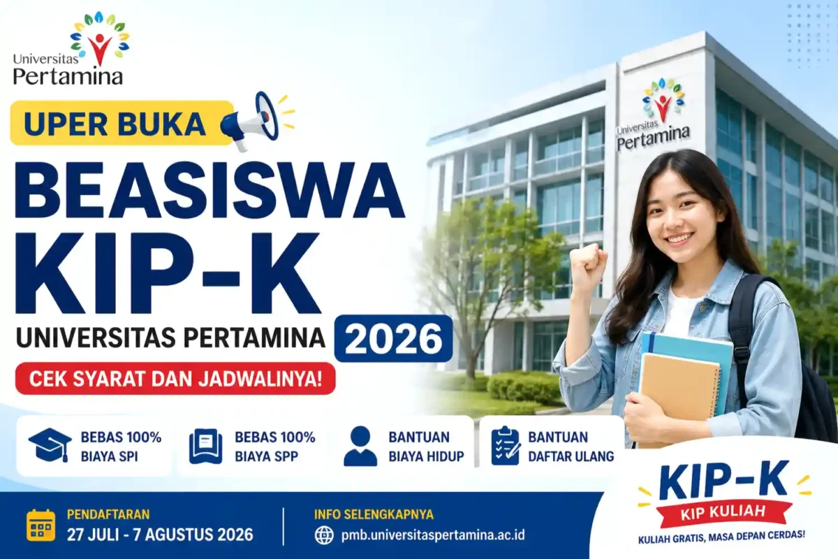 Uper Buka Beasiswa KIP-K Universitas Pertamina 2026, Cek Syarat dan Jadwalnya. (Foto: AI)