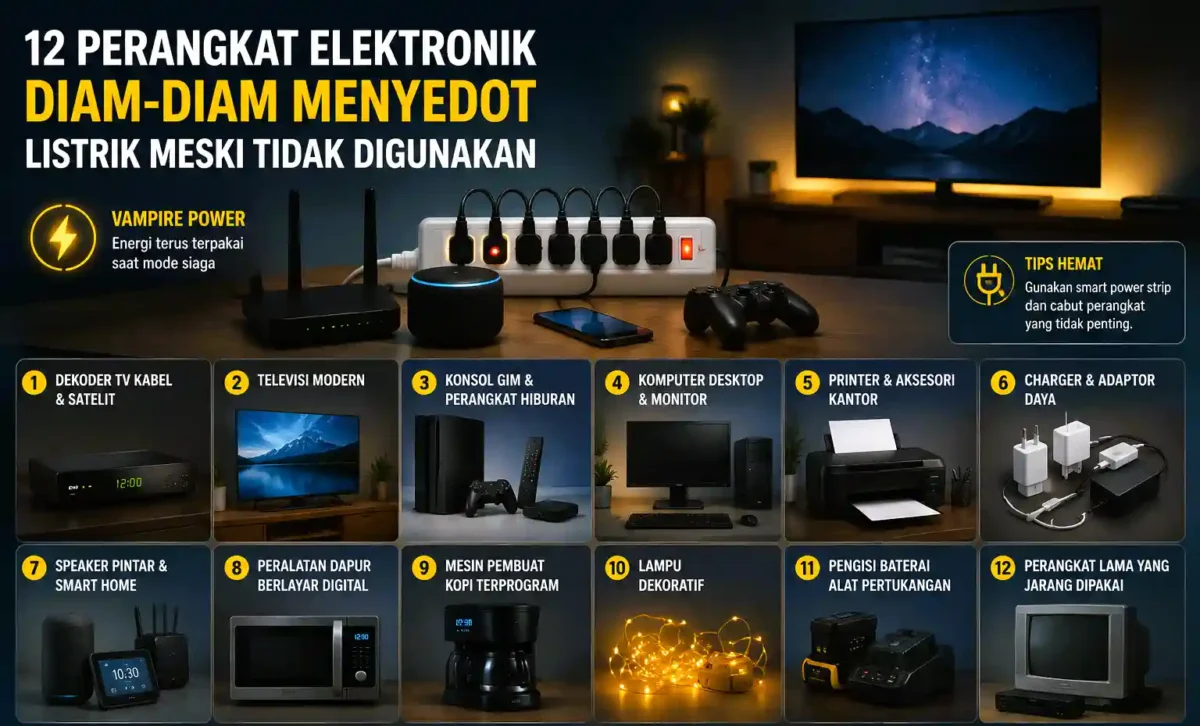 12 Perangkat Elektronik Ini Diam-Diam Tetap Menyedot Listrik Meski Tidak Digunakan. (Foto: AI)