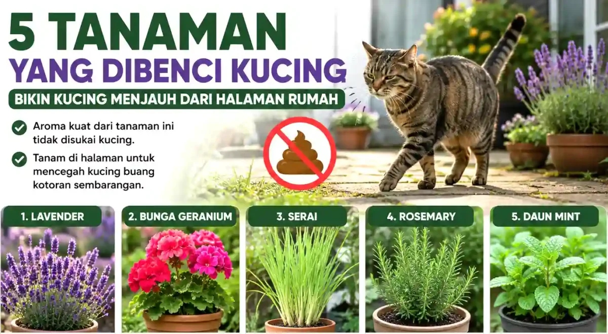 Kucing Sering Buang Kotoran di Halaman? Tanam 5 Tanaman Ini agar Menjauh. (Foto: AI)