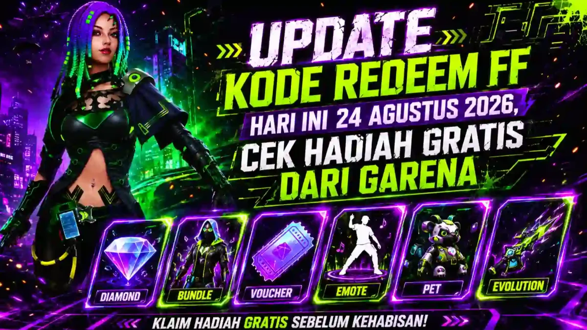 Kode Redeem FF Hari Ini 24 Agustus 2026, Cek Hadiah Gratis dari Garena. (Foto: ff.garena)
