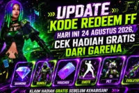 Kode Redeem FF Hari Ini 24 Agustus 2026, Cek Hadiah Gratis dari Garena. (Foto: ff.garena)