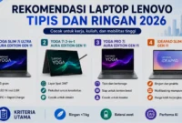 Rekomendasi Laptop Lenovo Tipis dan Ringan 2026, Cocok untuk Kerja, Kuliah, dan Mobilitas Tinggi. (Foto: AI)