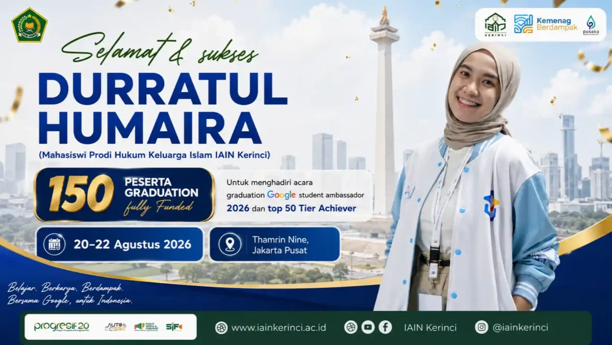 Mahasiswi IAIN Kerinci Durratul Humaira Tembus Top 50 Tier Achiever Google Student Ambassador 2026. (Foto: iainkerinci)